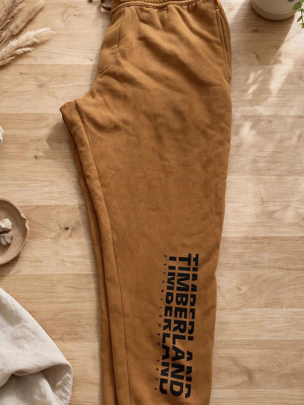 Timberland Men's Brown/Tan Jogger Sweatpants with Side Logo